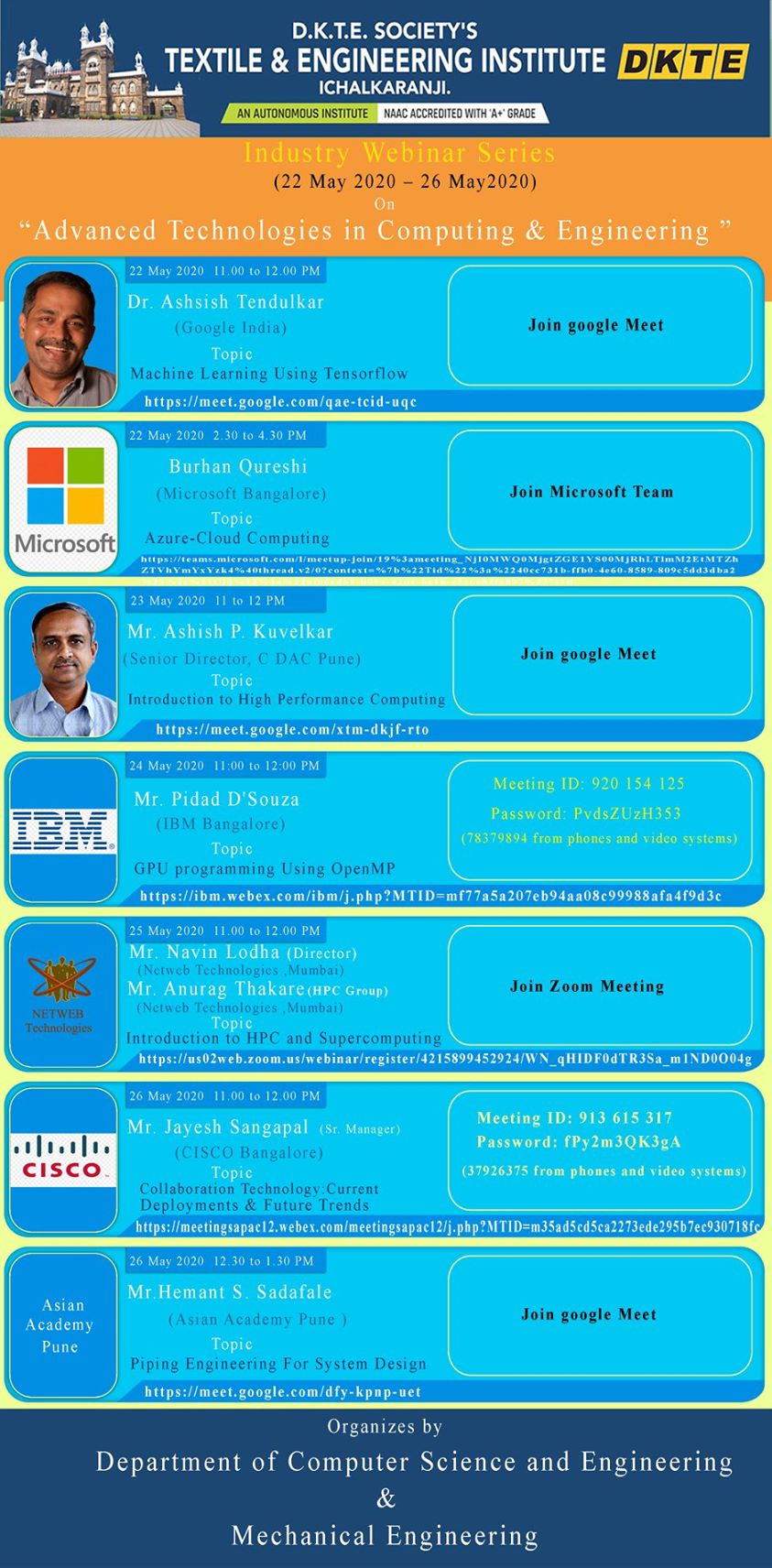 Industry webinars advanced technologies in computer